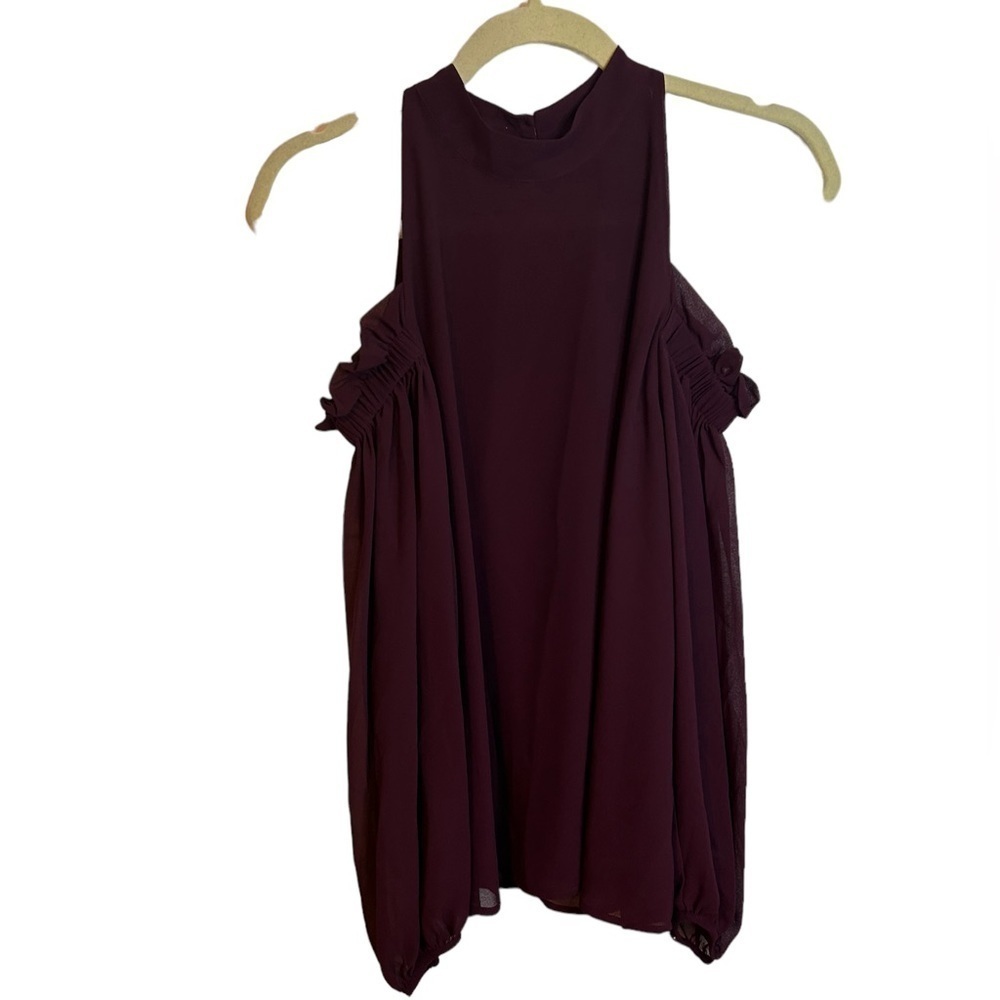 TROUVÉ COLD SHOULDER MAROON BLOUSE